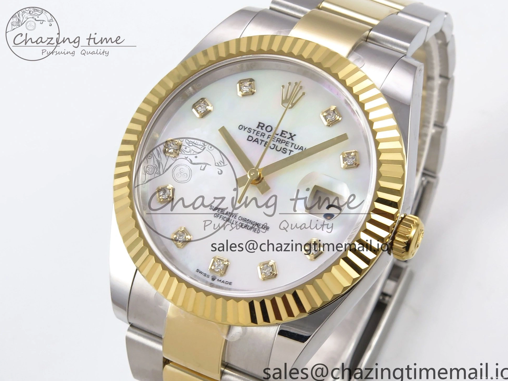 Best AAA Replica Sites MOP EWEF Best 126333 Unique Bracelet Oyster SS Dial Edition 970 DateJust on 41 YG White A 1228